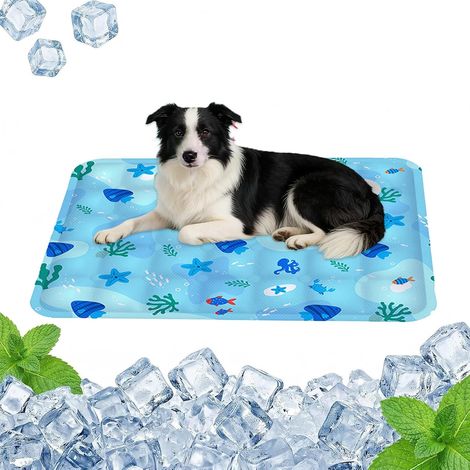 Tapis Rafraîchissant pour Chiens et Chats, Injection d'eau Tapis de Refroidissement, PVC Pet Cooling Mats pour Animaux Domestiques en été - 60  90CM (1/4)