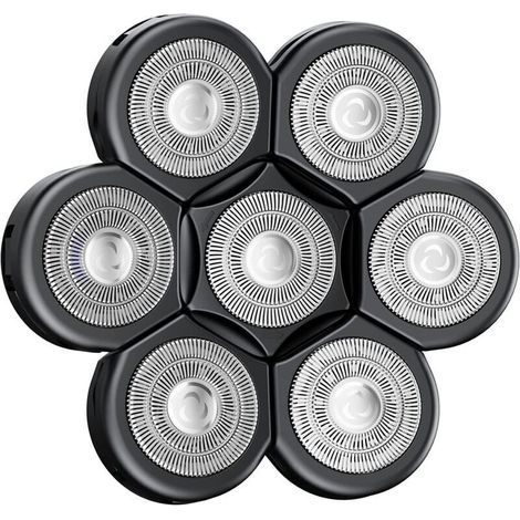 Tête Rasoir 7 têtes faciles à Installer Rasoir électrique Flottant Barbe Tondeuse à Cheveux Pratique Universel Double Anneau Lame Rasage Remplacement Durable Rapide