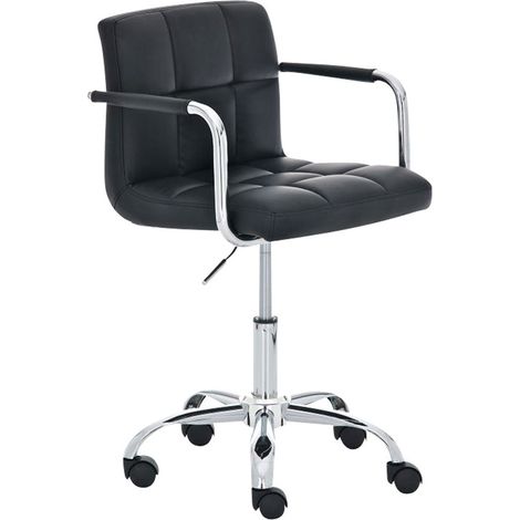 Chaise de bureau sur roulettes hauteur réglable en PVC noir et métal chromé 100007118