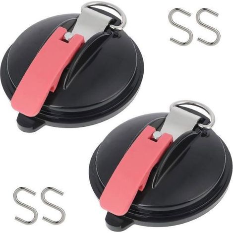 Ventouse Voiture - 2 Pièces - 4 Crochets En S - Fixation Sans Rayure Pour Tente Bâche Bagages Camping - Lot De 2 (1/4)