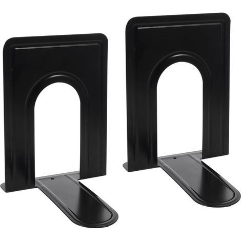 Juego de 2 sujetalibros, sujetalibros para libros pesados, sujetalibros de metal (negro) (1/4)