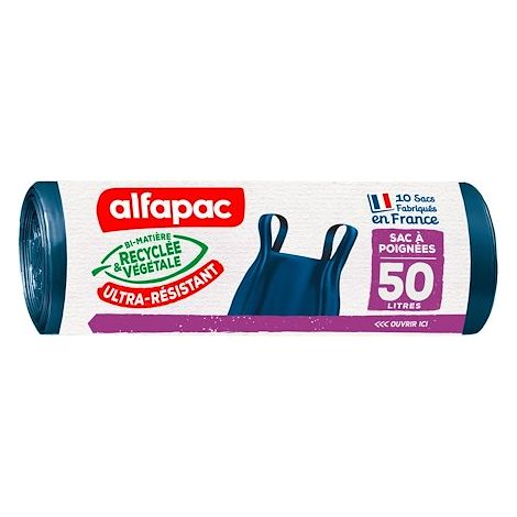 Sac poubelle 50 litres avec poignées Alfapac - 40 sacs (1/3)