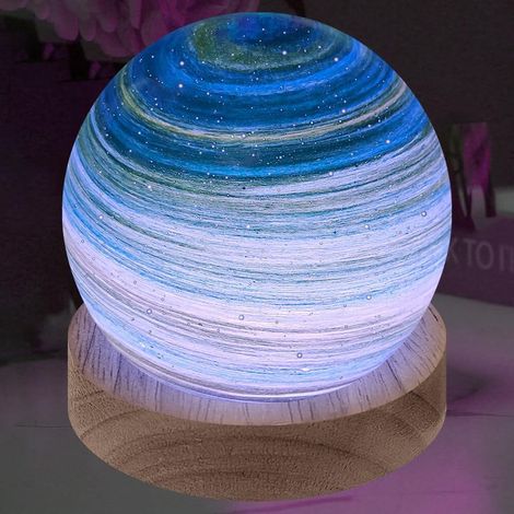 Planète Lumière Lampe de Chevet Bureau LED Veilleuse Lumière d'ambiance Dimmable 3D Lampe Planète en (1/5)