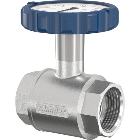 Flamco Grifo de esfera m. Empuñadura de termómetro, azul DN20 G3/4i PN16 MS vern., F10119