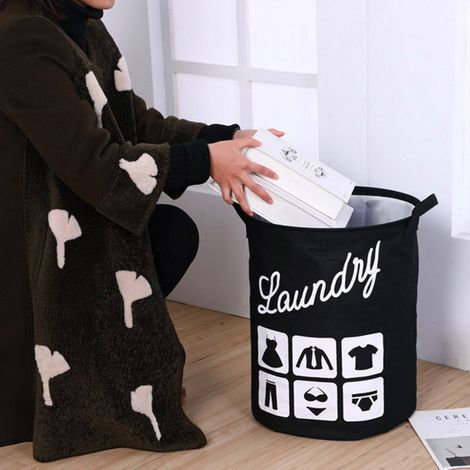 Panier à linge pliable en tissu coton, grand sac de rangement lavable et extensible
