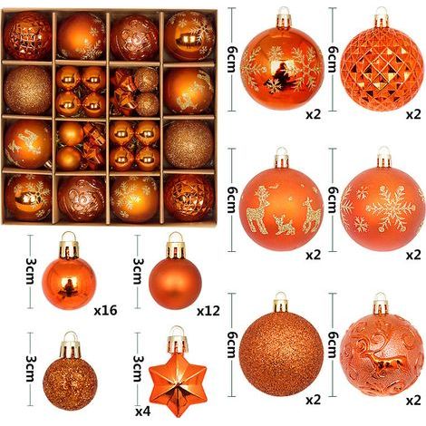 Boules et décorations de Noël - Décorations classiques pour sapin de Noël (44 pièces) - cuivre (1/5)