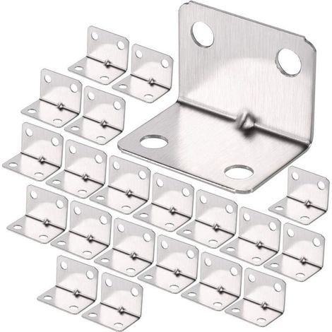 100 Stück Edelstahl-Befestigungswinkel 30 × 23 × 23 mm, 90°-Winkelwinkel, rechtwinklige Winkel, kleine L-förmige Winkel für Holz, zur Befestigung von Zäunen, Tischen und Regalen (1/3)