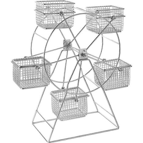 présentoir à aliments + 5 tasses, présentoir à gâteaux/cupcakes rotatif en acier inoxydable, style grande roue, avec cadre vintage. (1/5)