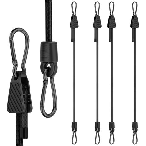 Lot de 4 Sandows avec Crochets 100 cm, Tendeurs Élastiques Réglables pour Voile d Ombrage Bâche Bagages et Vélo, Fixation pour Camping Jardin et Transport (1/5)