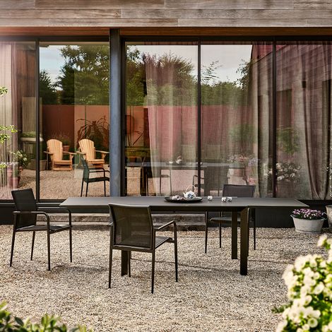Table de jardin en aluminium noir extensible 6/10 pers. (1/5)
