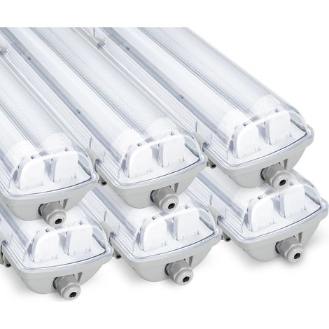 TolleTour 6X Réglette LED étanche pour Tube LED T8 Réglette lumineuse LED IP65 120cm 2 x 18W blanc neutre (1/5)