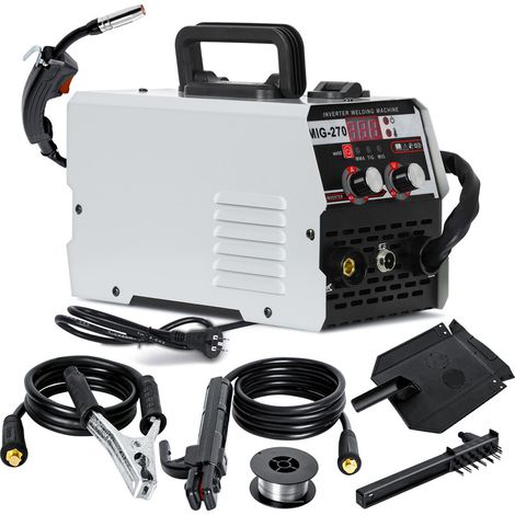 FIANAO – Schweißgerät – MIG-Schweißgerät – 3-in-1 Wechselrichter, gaslos, MIG/TIG, LED-Digitaldisplay – Mehrverfahren-Schweißmaschine – Maße: 28,5 × 15 × 17 cm – Weiß (1/5)