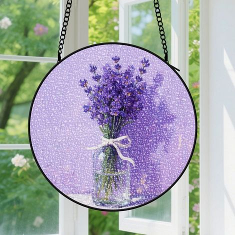 Suspension en vitrail, attrape-soleil artistique coloré unique, décoration intérieure élégante, cadeau Fête des Mères, Anniversaire pour femme, maman 12,5 cm (1/5)