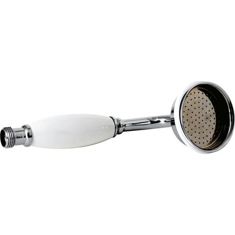 Old London Chrome and White Handle Large Shower Handset - A3150G
