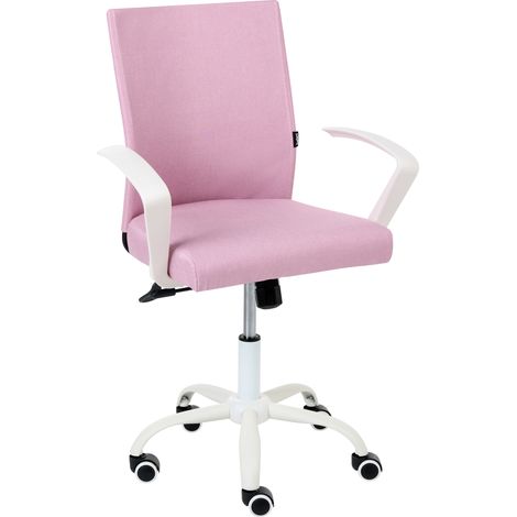 Silla de oficina giratoria con altura y respaldo ajustables tapizada en tela rosa Modra