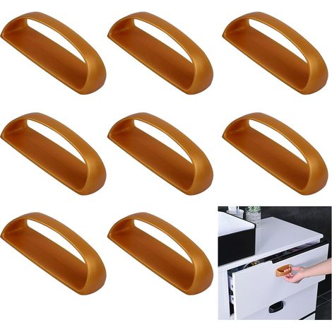 Lot de 8 poignées de tiroir autocollantes - Poignées de porte autocollantes - Poignées de meubles - Sans perçage - Poignées auxiliaires (dorées) (1/5)