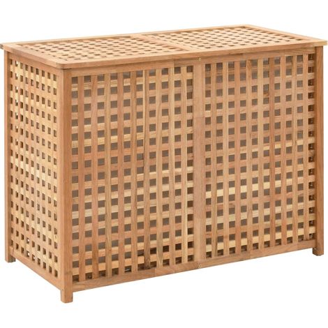 Wäschekorb 87,5x46x67 cm Massivholz Walnussholz vidaXL
