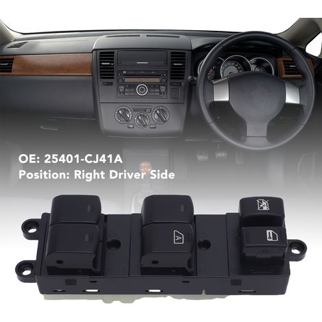 Interruptor de elevalunas eléctrico 25401-CJ41A para Nissan Tiida (2006-2010) - Lado del conductor (1/5)