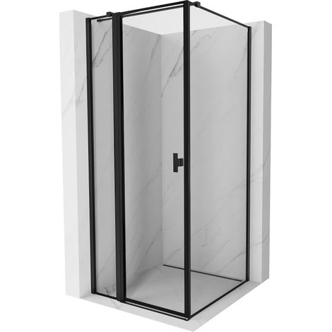 Cabine de douche pivotante gauche Mexen Mist T 90 x 90 cm, cadre noir, noir - 8A4T-090-090-70-70-L (1/5)