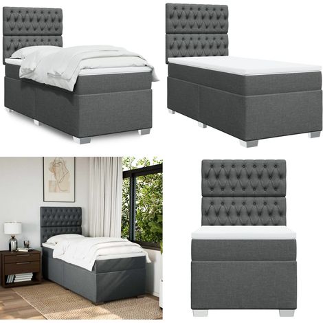 Boxspringbett mit Matratze Dunkelgrau 80x200 cm Stoff - Boxspringbett - Doppelbett - Bettenrahmen - Matratze - Matratzenauflage - Home & Living (1/5)
