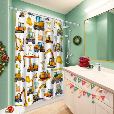 Ensemble rideau de douche polyester avec anneaux 180x180 léger rideau imperméable pour dans une salle de bain design (1/5)