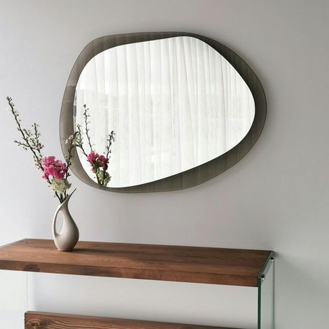 Miroir design organique cadre verre ambré 75 cm CODY (1/5)