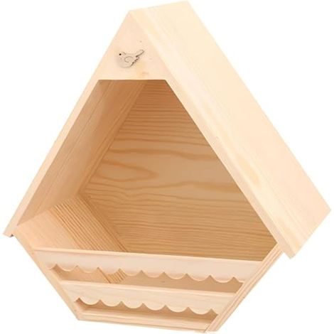 Caja para palomas de madera natural para exteriores, espaciosa pajarera triangular montada en la pared, estante exterior para palomas - 30 x 30 x 16 cm - Pájaros (1/5)