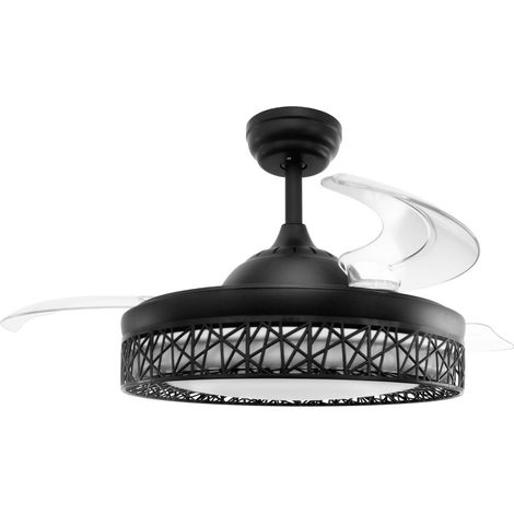 Ventilateur de plafond lumière LED 76W Ø107cm 3 Pales rétractables 6 vitesses Télécommande Minuterie 8h Mode Eté/Hiver Jocca (1/5)