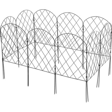 Black 10Pcs Arched Top Iron Garden Fence (1/4)