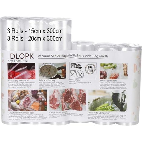 sac sous vide alimentaire, Pack de 6 Packs 15 x 300cm et 20 x 300cm Compatible avec n'importe quelle scelleuse pour la maison,Certification de sécurité alimentaire pour Appareil sous Vide (1/5)