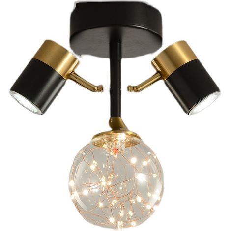 Plafonnier rétro vintage, spots orientables et pivotants 2+1 tete (1/5)