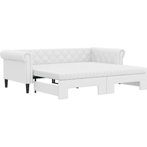 Maison Exclusive - Divano Letto Estraibile e Materassi Bianco 90x200 cm Similpelle