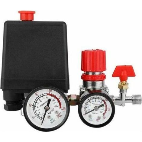 Pressostat Avec Manomètre - Corps Métallique - Réglage 6,2 À 8,3 Bar - Pour Compresseur D'Air - Unité (1/5)