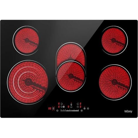 Ceramic Glass Cooktop - ISEASY - 5 Burners - 8600W - Touch Screen - Child Lock