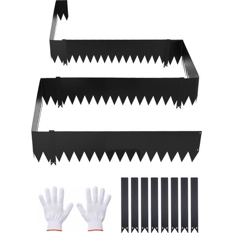 VEVOR Rasenkante 6er-Pack, 1016x254 mm, Beeteinfassung aus Verzinktem Stahl, inkl. 8 Befestigungsclips, Beetbegrenzung, Rasenbleche, Mähkante Metall Palisade für Blumenbeete & Gartenwege, Schwarz (1/5)