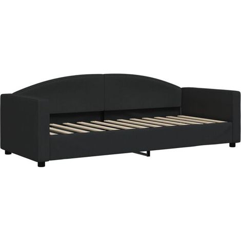 Canapé-lit en tissu noir (matelas non inclus), dimensions 80 x 200 cm (1/5)