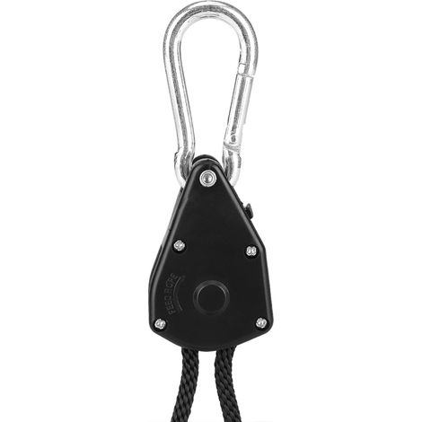Lot de 2 poulies à cliquet 3mm pour suspendre lampe de culture, ventilateur, tente, corde réglable robuste. (1/5)