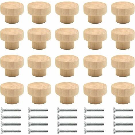 Set mit 20 Holzmöbelknöpfen, Schrankknöpfen, Schubladenknöpfen, Holzgriffen, Möbelgriffen, Schrankgriffen für Kleiderschränke, Schubladen, Kommoden, Möbel.