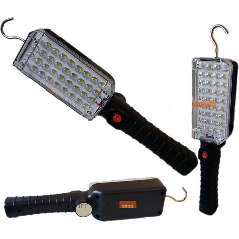 Trade Shop - TORCIA LAMPADA PORTATILE GANCIO CALAMITATA 34 LED AUS RECARICABILE WORK ZJ-859 -
