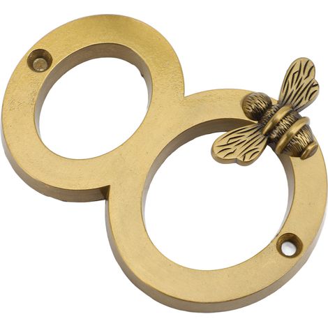 Hausnummernschild „Biene“ aus moderner Legierung, Außenadresse für Briefkasten und Garten, Gold, 8 (1/5)