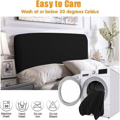 Housse de Tete de Lit - Extensible 170-190 cm - Lavable Anti-Poussiere - Noir - Pour Hotel et Maison - 1 Piece (1/5)