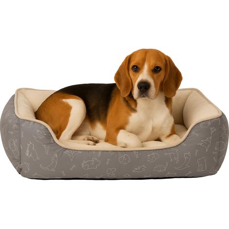 Panier Chien – Gris – 60 cm – Peluche et Textile Doux – Rembourrage Fibres Polyester – Fond antidérapant (1/5)