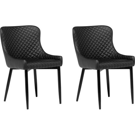 Set di 2 Sedie da Pranzo in Ecopelle Nera Stile Glamour Eclettico Solano (1/5)