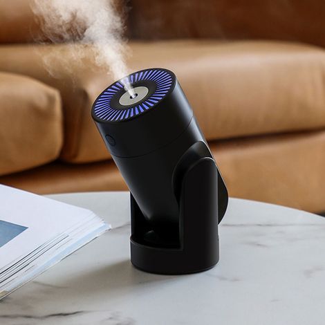 Neuer oszillierender Luftbefeuchter, leiser Tischluftdiffusor, Autohalterung, Mini-Ultraschall-Befeuchtungsgerät in sieben Farben, Schwarz (1/5)