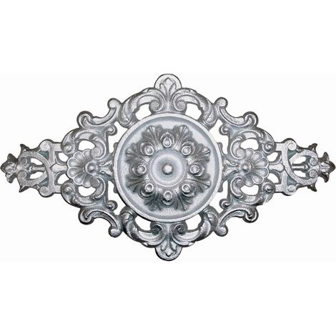 Deco Fer Forge – Palmette en fonte zinguée avec détail floral – Hauteur 200mm – Longueur 400mm – Fixation taraudage M6 pour portail