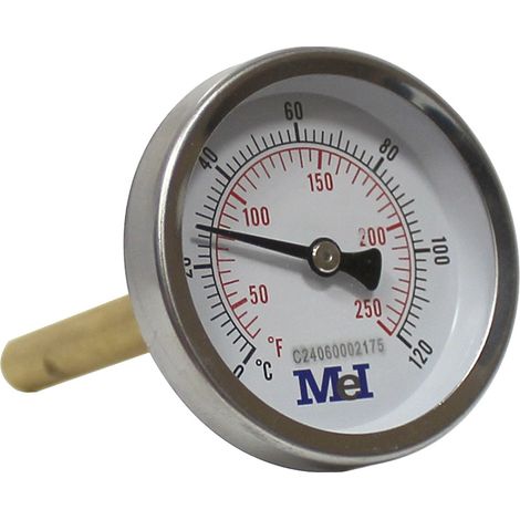 Thermomètre axial Ø63 - 0 à 120° - Longueur doigt de gant 100 mm - pour chauffage et réfrigération - Arcanaute (1/3)