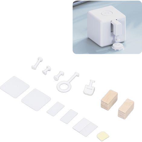 Kit d'accessoires multifonctionnel Fingerbot Smart avec bloc de bois - 5 embouts frappants, 6 adhésifs, matériaux plastique et bois, 15g, pour télécommande et domotique (1/5)