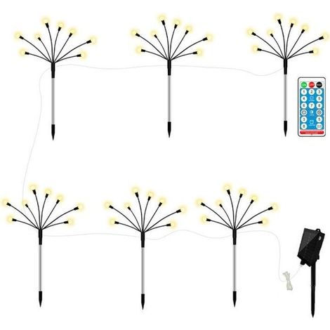 (Warmweiß) Solarlampen-Set, 6er-Pack – Warmweiß – Fernbedienung – 8 Modi (1/4)