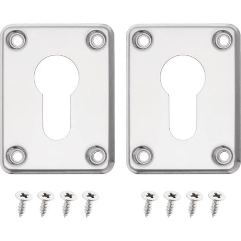 Lot de 2 cache-serrure de rechange carrés en acier inoxydable argenté pour la décoration intérieure de portes. (1/4)