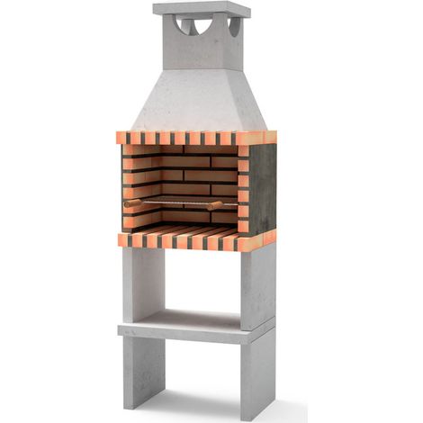 Barbecue en briques Nice/Zon 62x46x186 cm avec grille 51x35 cm Barbecue de jardin en béton et briques (1/5)